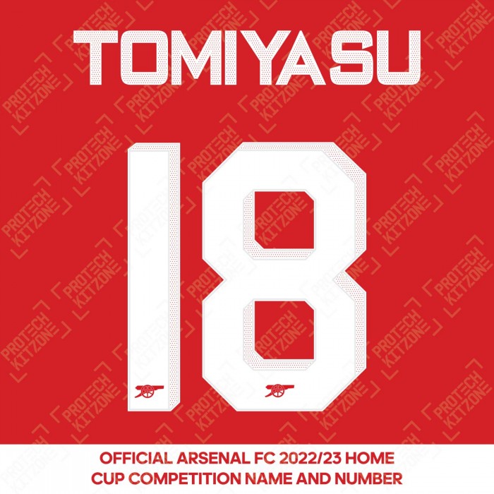 Tomiyasu 18 (Official Arsenal 2022/23 Home Club Name and Numbering), 2022/23 Season Nameset, T182223HNNS, 