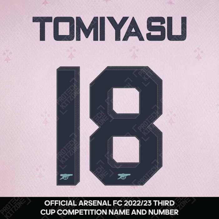 Tomiyasu 18 (Official Arsenal 2022/23 Third Club Name and Numbering), 2022/23 Season Nameset, T182223THNNS, 