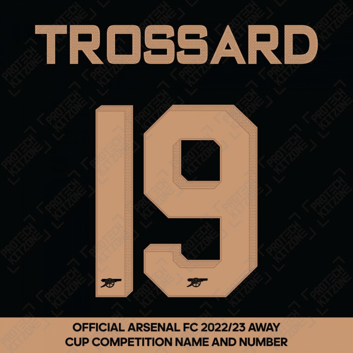 Trossard 19 (Official Arsenal 2022/23 Away Club Name and Numbering), 2022/23 Season Nameset, T192223ANNS, 