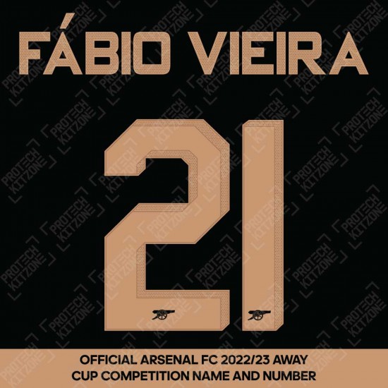 Fábio Vieira 21 (Official Arsenal 2022/23 Away Club Name and Numbering)
