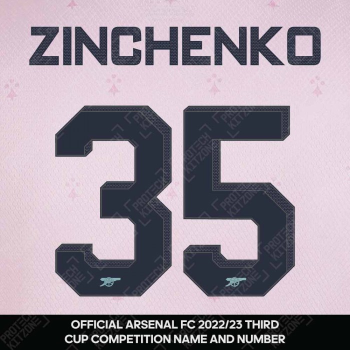 Zinchenko 35 (Official Arsenal 2022/23 Third Club Name and Numbering), 2022/23 Season Nameset, Z352223THNNS, 