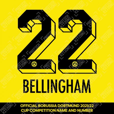 Bellingham 22 (Official Borussia Dortmund 2022/23 Home Name and Numbering)