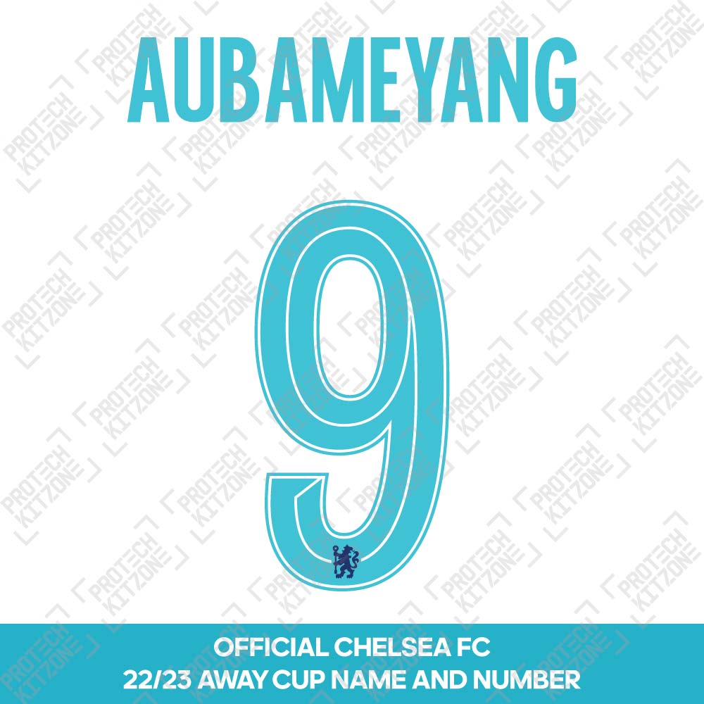 Aubameyang 9 (Official Name and Number Printing for Chelsea FC 22/23 Away Shirt) Aubameyang 9 (Official Name and Number Printing for Chelsea FC 22/23 Away Shirt)