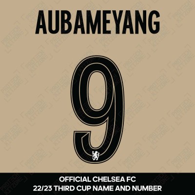 Aubameyang 9 (Official Name and Number Printing for Chelsea FC 22/23 Third Shirt)