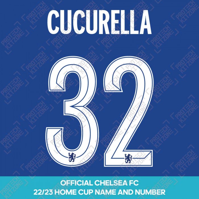 Cucurella 32 (Official Name and Number Printing for Chelsea FC 22/23 Home Shirt), 2022/23 Season Nameset, C32CFC2223HM, 