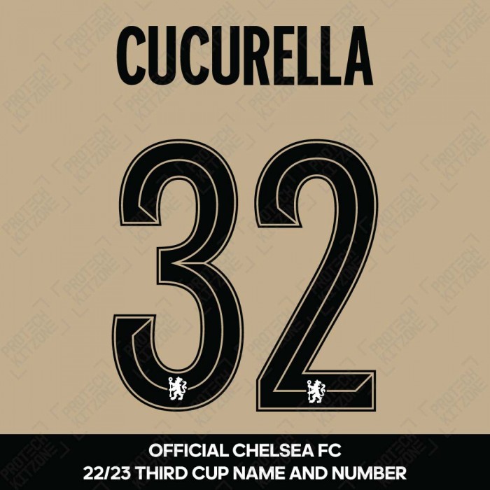 Cucurella 32 (Official Name and Number Printing for Chelsea FC 22/23 Third Shirt), 2022/23 Season Nameset, C32CFC22233R, 