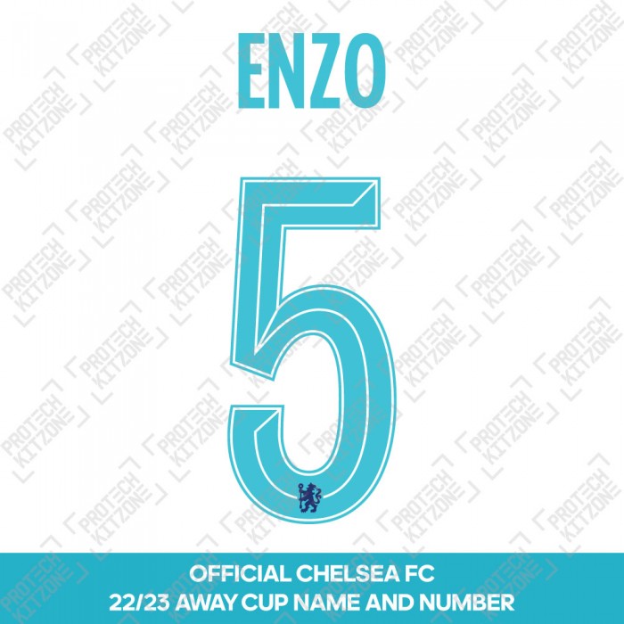 Enzo 5 (Official Name and Number Printing for Chelsea FC 22/23 Away Shirt), 2022/23 Season Nameset, E5CFC2223AW, 