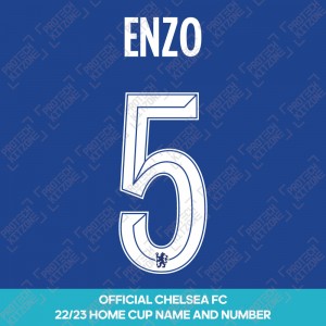 Enzo 5 (Official Name and Number Printing for Chelsea FC 22/23 Home Shirt)