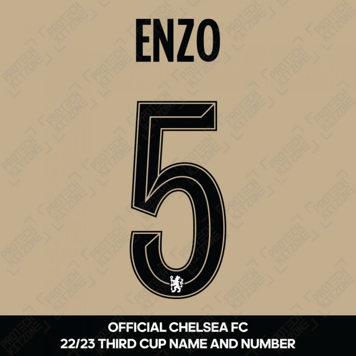 Enzo 5 (Official Name and Number Printing for Chelsea FC 22/23 Third Shirt), 2022/23 Season Nameset, E5CFC22233R, 