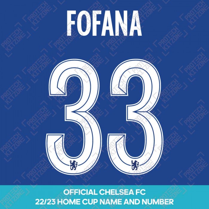 Fofana 33 (Official Name and Number Printing for Chelsea FC 22/23 Home Shirt), 2022/23 Season Nameset, F33CFC2223HM, 