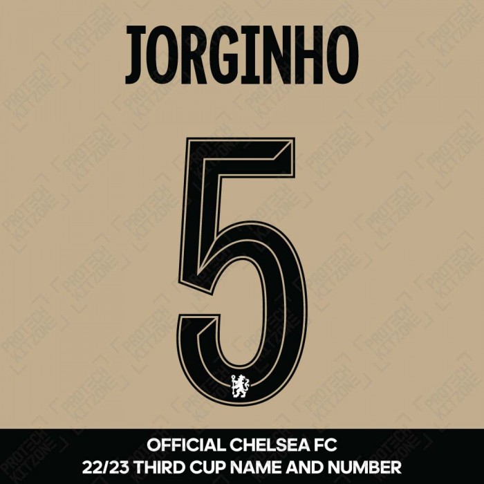 Jorginho 5 (Official Name and Number Printing for Chelsea FC 22/23 Third Shirt), 2022/23 Season Nameset, J5CFC22233R, 