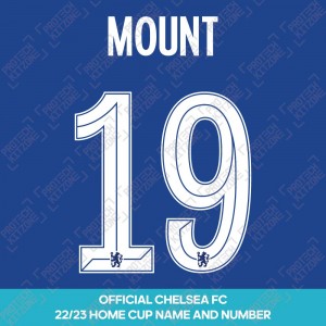 Mount 19 (Official Name and Number Printing for Chelsea FC 22/23 Home Shirt)