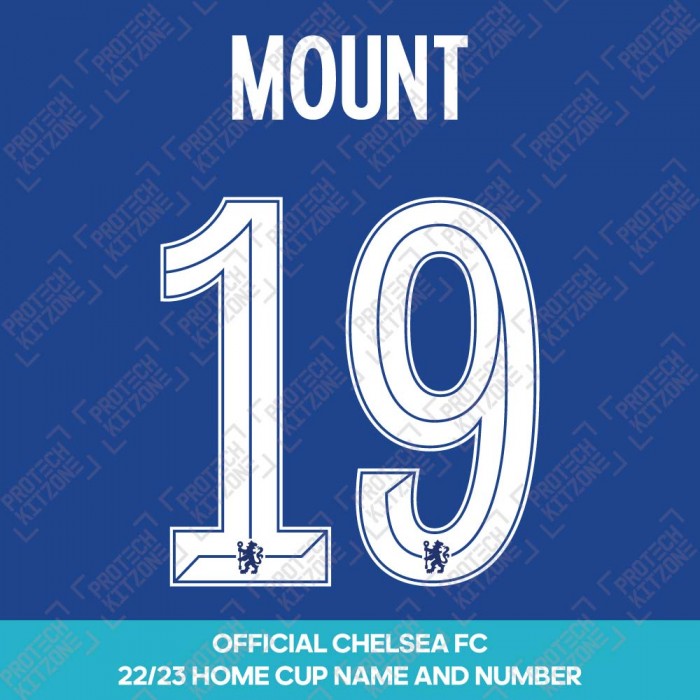 Mount 19 (Official Name and Number Printing for Chelsea FC 22/23 Home Shirt), 2022/23 Season Nameset, M19CFC2223HM, 