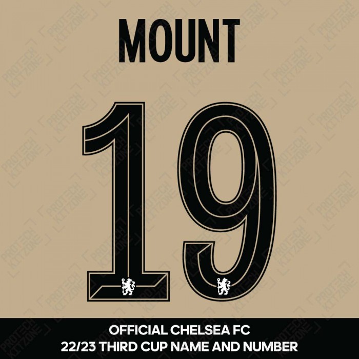 Mount 19 (Official Name and Number Printing for Chelsea FC 22/23 Third Shirt), 2022/23 Season Nameset, M19CFC22233R, 