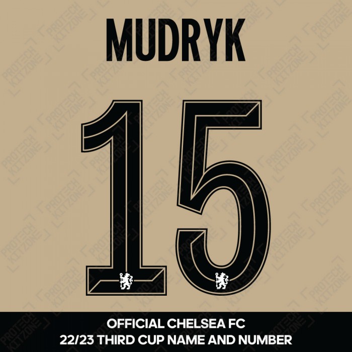 Mudryk 15 (Official Name and Number Printing for Chelsea FC 22/23 Third Shirt), 2022/23 Season Nameset, M15CFC22233R, 