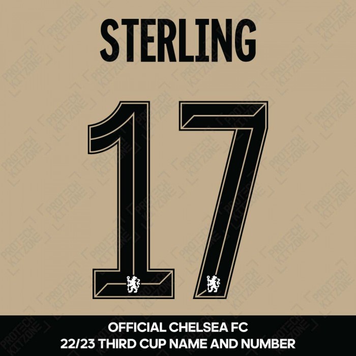 Sterling 17 (Official Name and Number Printing for Chelsea FC 22/23 Third Shirt), 2022/23 Season Nameset, S17CFC22233R, 