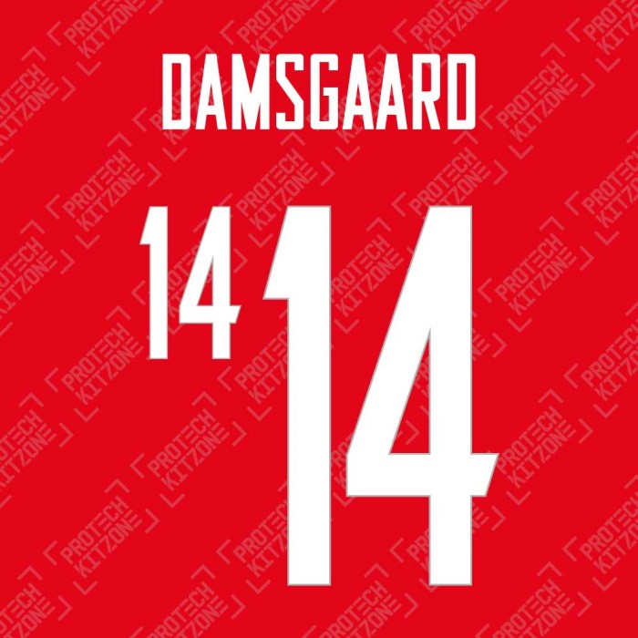 Damsgaard 14 (Official Denmark 2020-22 Home / 2022 Third Name and Numbering), UEFA EURO 2020, D14 DEN NNS, 