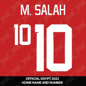 M. Salah 10 (Official Egypt 2022 Home Shirt Name and Numbering)