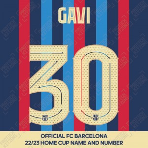 Gavi 30 (Official FC Barcelona 2022/23 Home Name & Numbering - Club Version) 