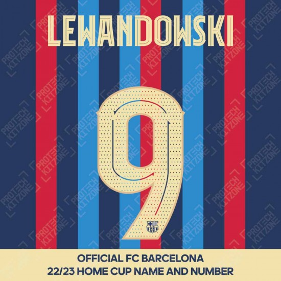 Lewandowski 9 (Official FC Barcelona 2022/23 Home Name & Numbering - Club Version) 