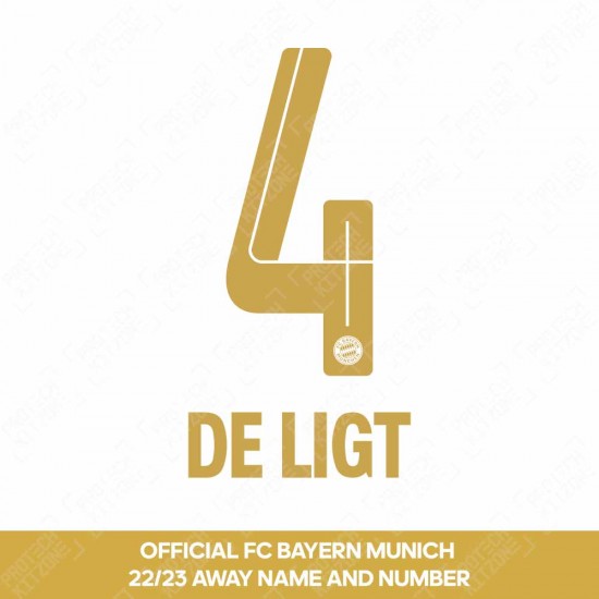 De Ligt 4 (Official FC Bayern Munich 2022/23 Away Name and Numbering)