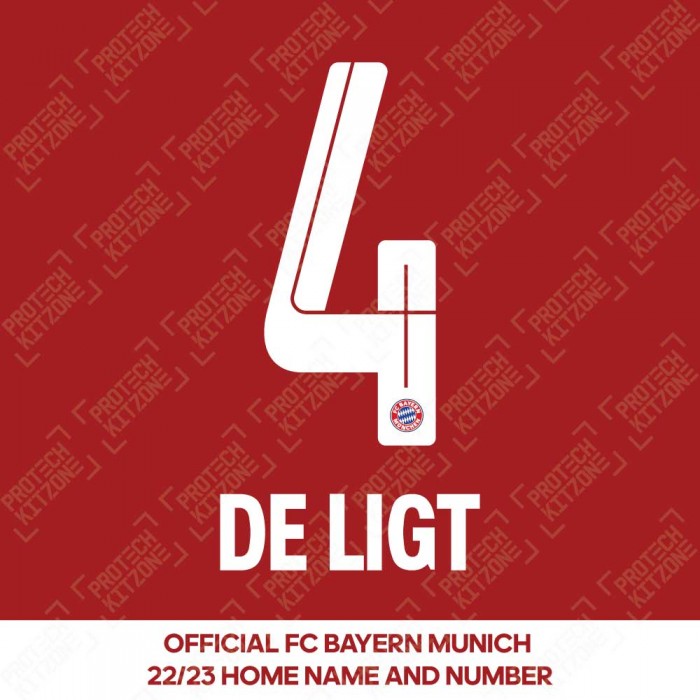De Ligt 4 (Official FC Bayern Munich 2021/22/23 Home Name and Numbering), 2022/23 Season Nameset, DL4FCB2123HNNS, 