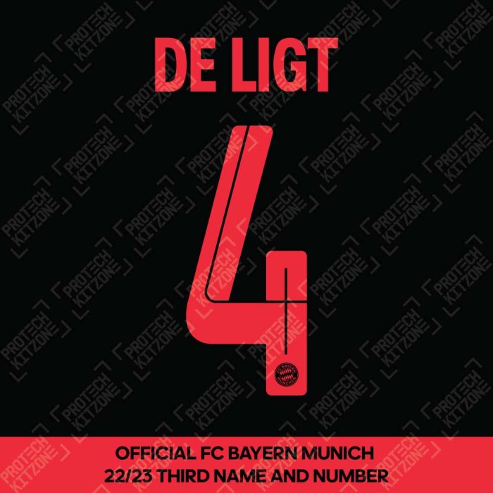 De Ligt 4 (Official FC Bayern Munich 2022/23 Third Name and Numbering), 2022/23 Season Nameset, DL4FCB2223TNNS, 