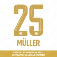 Müller 25 (Official FC Bayern Munich 2022/23 Away Name and Numbering)