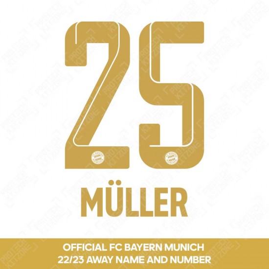 Müller 25 (Official FC Bayern Munich 2022/23 Away Name and Numbering)