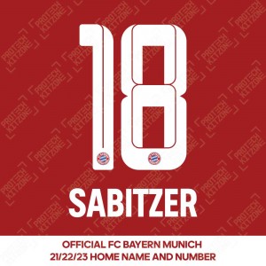 Sabitzer 18 (Official FC Bayern Munich 2021/22/23 Home Name and Numbering)