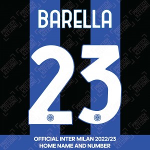 Barella 23 (Official Inter Milan 2022/23 Home Club Name and Numbering)