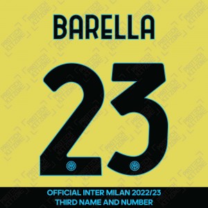 Barella 23 (Official Inter Milan 2022/23 Third Club Name and Numbering)