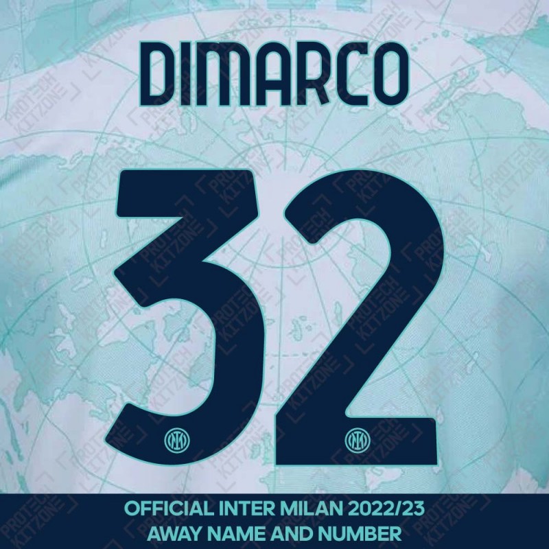 Dimarco 32 (Official Inter Milan 2022/23 Away Club Name and Numbering)