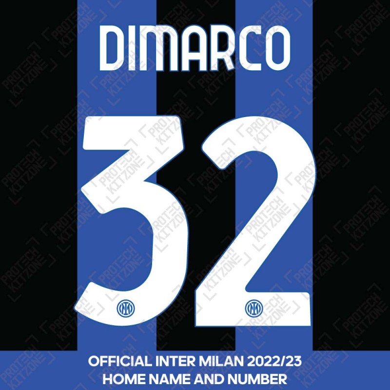 Dimarco 32 (Official Inter Milan 2022/23 Home Club Name and Numbering)