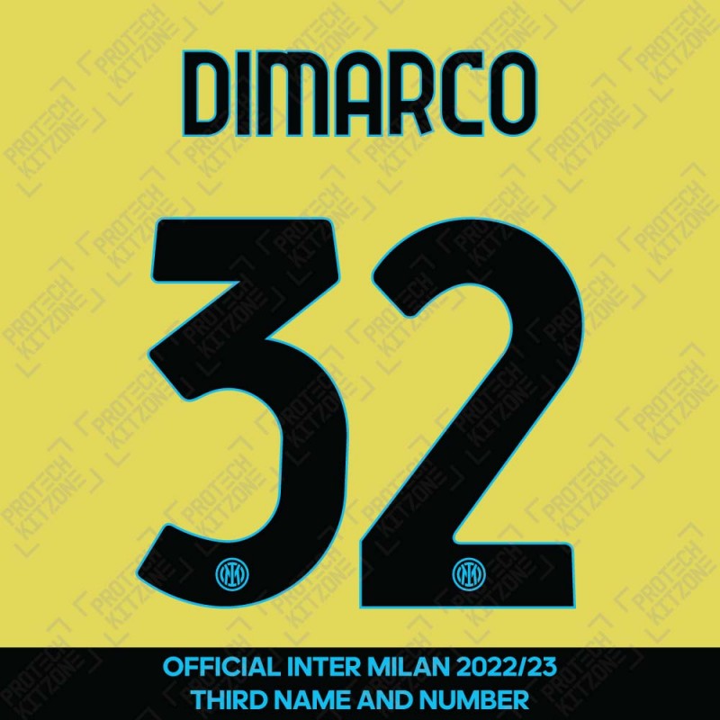 Dimarco 32 (Official Inter Milan 2022/23 Third Club Name and Numbering)