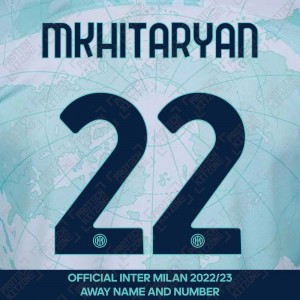 Mkhitaryan 22 (Official Inter Milan 2022/23 Away Club Name and Numbering)