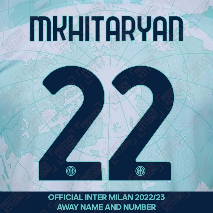 Mkhitaryan 22 (Official Inter Milan 2022/23 Away Club Name and Numbering), 2022/23 Season Nameset, M222223AW, 