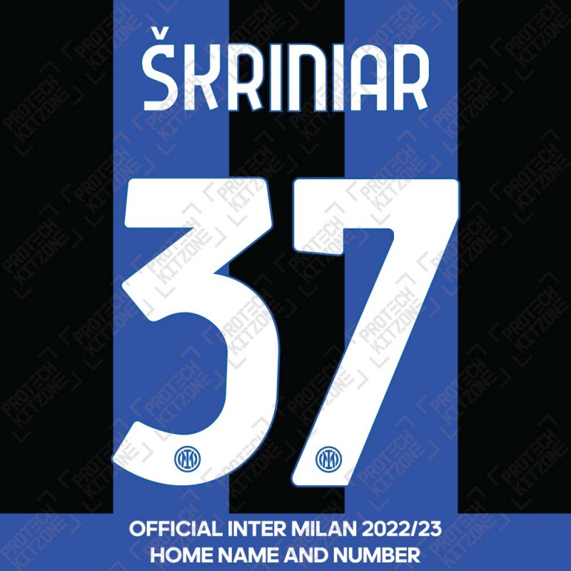 Škriniar 37 (Official Inter Milan 2022/23 Home Club Name and Numbering)