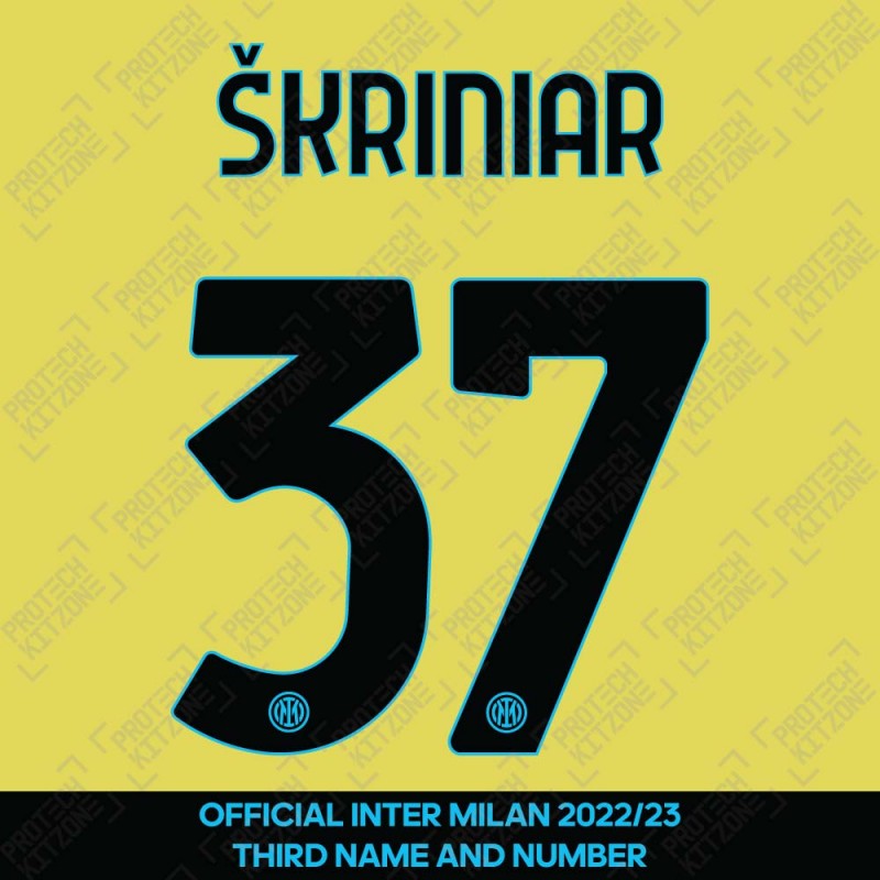 Škriniar 37 (Official Inter Milan 2022/23 Third Club Name and Numbering)