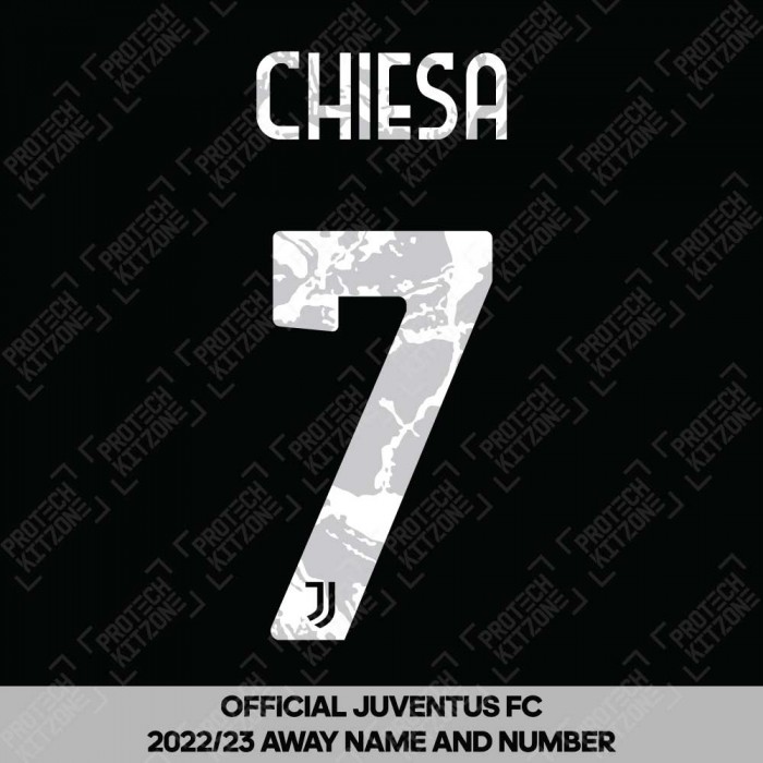 Chiesa 7 (Official Juventus 2022/23 Away/Third Name and Numbering), 2022/23 Season Nameset, C72223A3JJ, 
