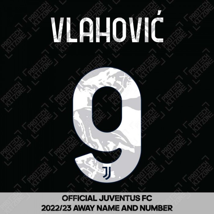 Vlahović 9 (Official Juventus 2022/23 Away/Third Name and Numbering), 2022/23 Season Nameset, V92223A3JJ, 