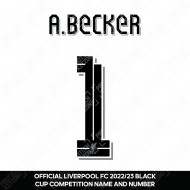 A. Becker 1 (Official Liverpool FC Black Club Name and Numbering) - Season 2022/23 Onwards