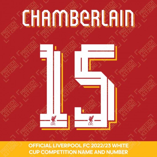 Chamberlain 15 (Official Liverpool FC White Club Name and Numbering) - Season 2022/23 Onwards