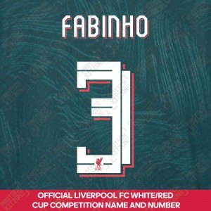 Fabinho 3 (Official Liverpool FC White / Red Club Name and Numbering) - For 2022/23 Third Shirt 