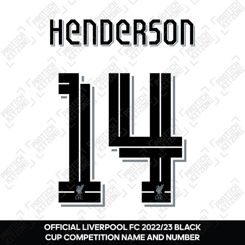Henderson 14 (Official Liverpool FC Black Club Name and Numbering) - For 2022/23 Away Shirt 