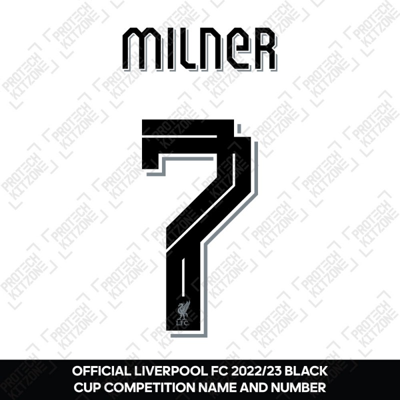 Milner 7 (Official Liverpool FC Black Club Name and Numbering) - For 2022/23 Away Shirt 