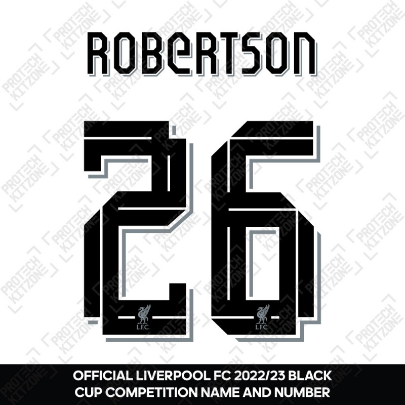 Robertson 26 (Official Liverpool FC Black Club Name and Numbering) - For 2022/23 Away Shirt 