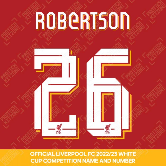 Robertson 26 (Official Liverpool FC White Club Name and Numbering) - Season 2022/23 Onwards, 2022/23 Season Namesets, R26LFCWHT2223NNS, 