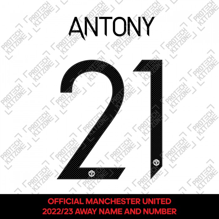 Antony 21 (Official Manchester United FC 2022/23 Away Name and Numbering - Sporting iD Ver.), 2022/23 Season Nameset, A212223A, 