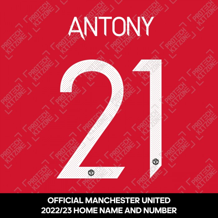 Antony 21 (Official Manchester United FC 2022/23 Home Name and Numbering - Sporting iD Ver.), 2022/23 Season Nameset, A212223H, 